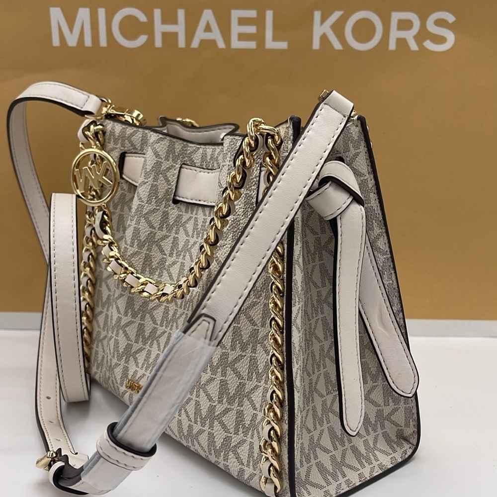 Michael Kors MINA Sm MINI Belted Chain Shoulder Crossbody Bag 
Light Cream Multi - Picture 14 of 16